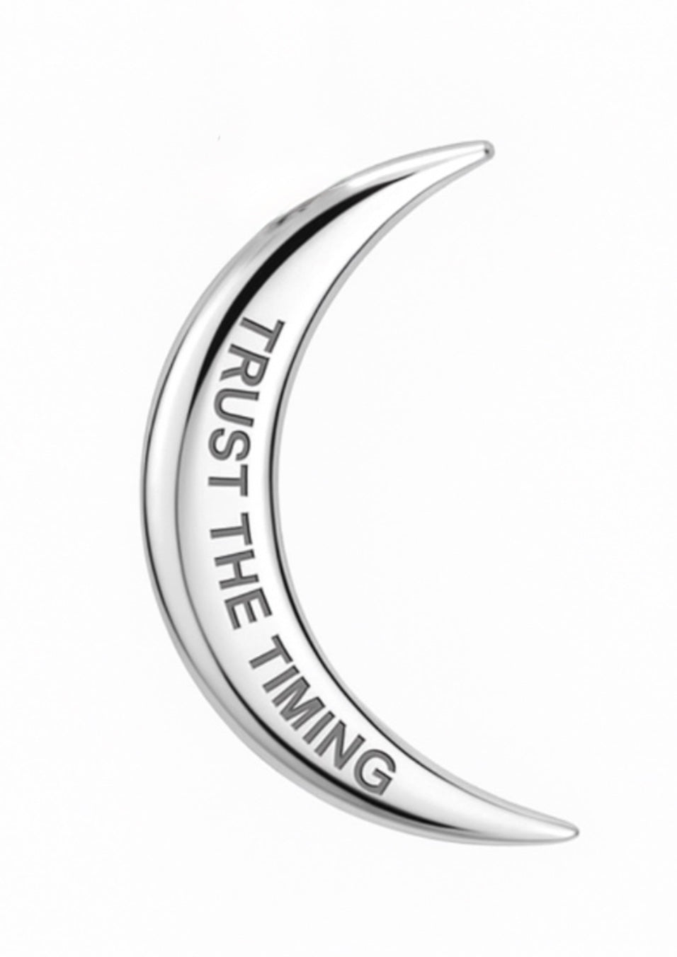 Sterling Silver 'TRUST THE TIMING' Crescent Pendant