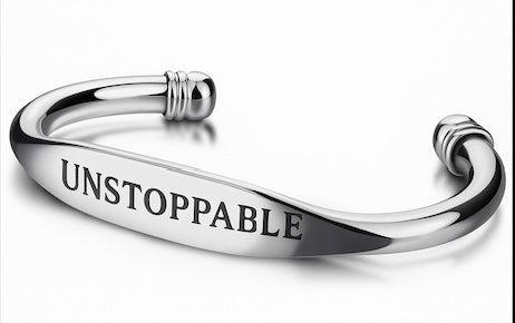 Sterling Silver 'UNSTOPPABLE' Cuff Bracelet